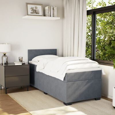 vidaXL Cama box spring con colchón terciopelo gris oscuro 90x190 cm