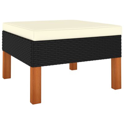 vidaXL Set de muebles de jardín 8 pzas cojines ratán sintético negro