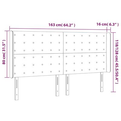 vidaXL Cabecero con LED de terciopelo gris oscuro 163x16x118/128 cm