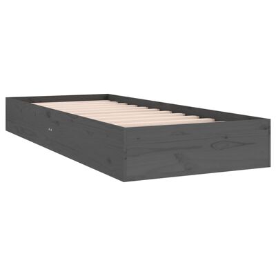 vidaXL Estructura de cama individual madera maciza gris 75x190 cm