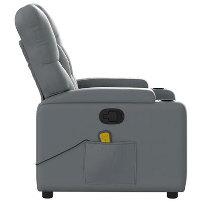 vidaXL Sillón de masaje reclinable cuero sintético gris