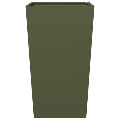 vidaXL Jardineras 2 uds de acero verde oliva 45x45x75 cm