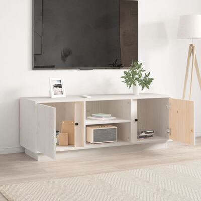 vidaXL Mueble de TV madera maciza de pino blanco 110x35x40,5 cm
