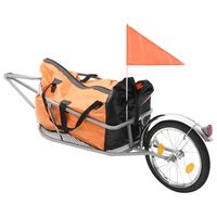 vidaXL Remolque de bicicleta para equipaje con bolsa naranja y negro