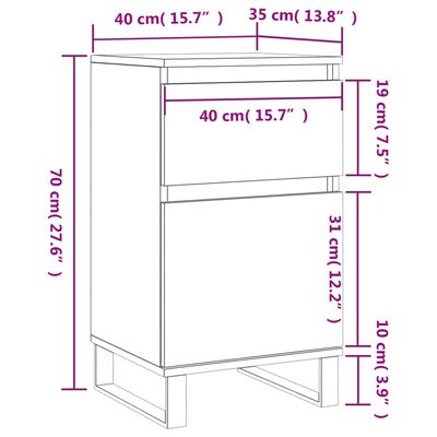 vidaXL Aparador madera de ingeniería gris Sonoma 40x35x70 cm