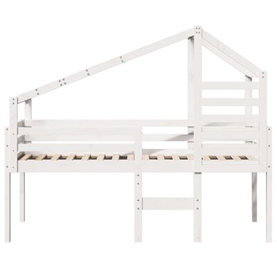 vidaXL Cama alta con techo madera maciza pino blanca 75x190 cm