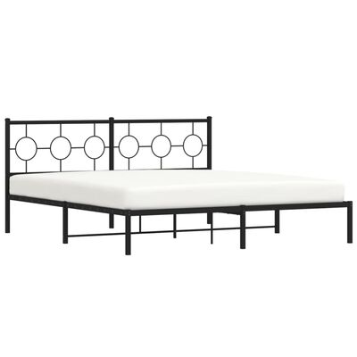 vidaXL Estructura cama sin colchón con cabecero metal negro 180x200 cm