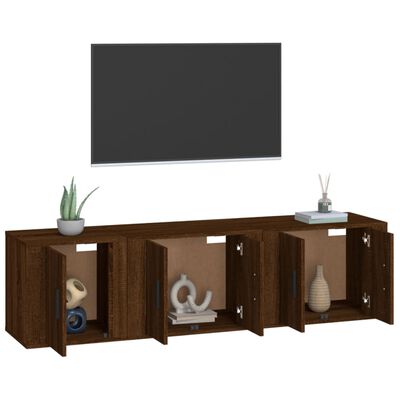 vidaXL Set de muebles para TV 3 pzas madera contrachapada roble marrón