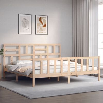 vidaXL Estructura de cama de matrimonio con cabecero madera maciza