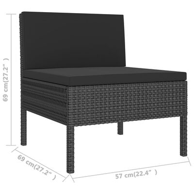 vidaXL Set de muebles de jardín 9 pzas y cojines ratán sintético negro