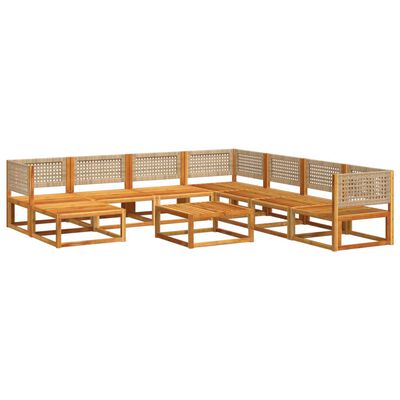 vidaXL Set de sofás de jardín con cojines 9 pzas madera maciza acacia