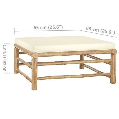 vidaXL Set de muebles de jardín 8 piezas bambú y cojines blanco crema