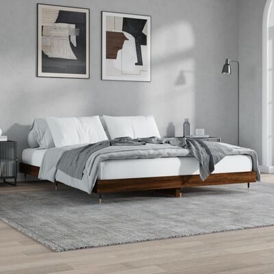 vidaXL Estructura de cama sin colchón madera marrón roble 120x200 cm