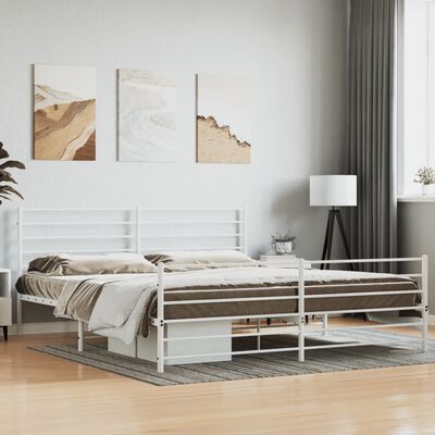 vidaXL Estructura cama sin colchón con estribo metal blanco 180x200 cm