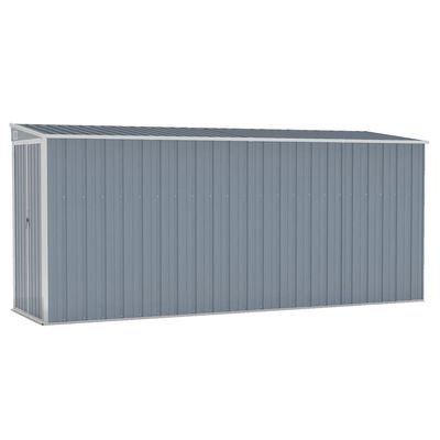 vidaXL Cobertizo de jardín pared acero galvanizado gris 118x382x178 cm