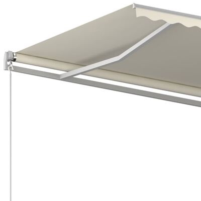 vidaXL Toldo retráctil automático con postes crema 4,5x3 m