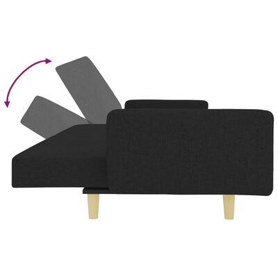 vidaXL Sofá cama de 2 plazas con taburete tela negro