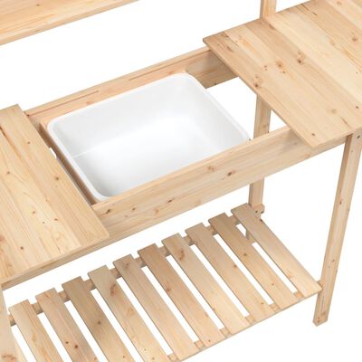 vidaXL Mesa para macetas con fregadero madera abeto 147,5x44x139,5 cm