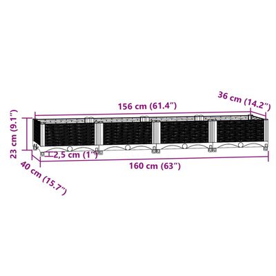 vidaXL Arriate polipropileno 160x40x23 cm