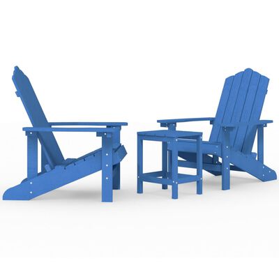 vidaXL Sillas de jardín Adirondack con mesa HDPE azul aguamarina