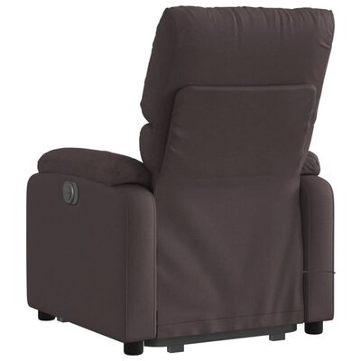 vidaXL Sillón masaje eléctrico reclinable elevable tela marrón oscuro