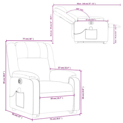 vidaXL Sillón reclinable de masaje eléctrico cuero sintético capuchino