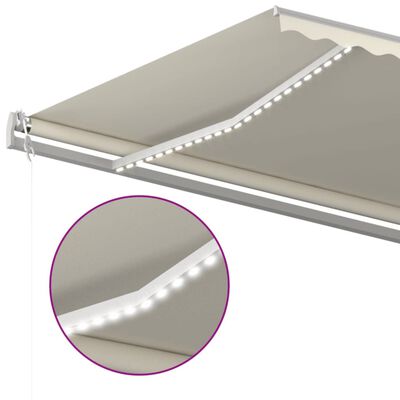 vidaXL Toldo automático con LED sensor de viento crema 600x350 cm