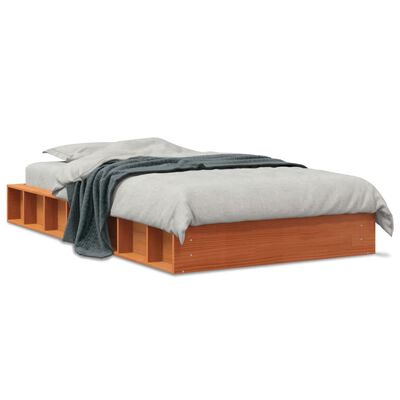 vidaXL Cama sin colchón madera maciza de pino marrón cera 100x200 cm