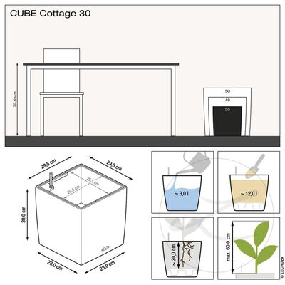 LECHUZA Macetero CUBE Cottage 30 ALL-IN-ONE color moca