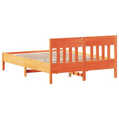 vidaXL Cama sin colchón madera maciza de pino marrón cera 160x200 cm