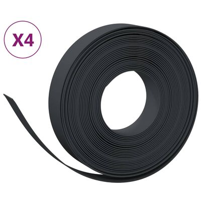 vidaXL Borduras de jardín 4 uds polietileno negro 10 m 10 cm