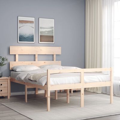 vidaXL Cama para personas mayores con cabecero madera maciza 140x190cm