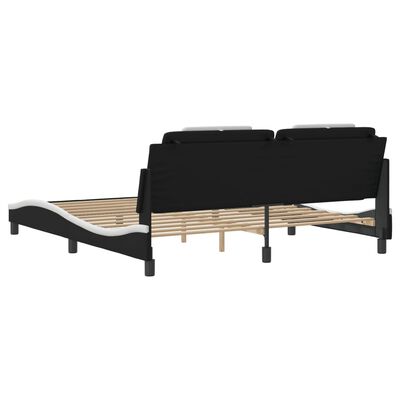 vidaXL Estructura de cama con LED sin colchón negro blanco 180x200 cm