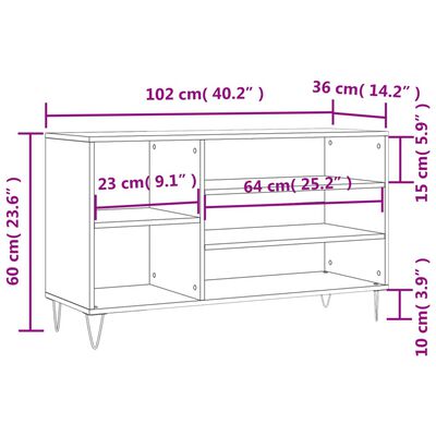 vidaXL Mueble zapatero madera contrachapada blanco 102x36x60 cm