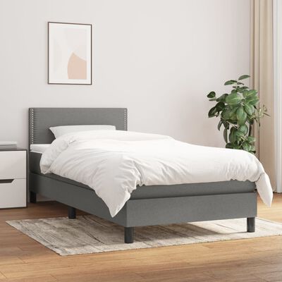 vidaXL Cama box spring con colchón tela gris oscuro 80x200 cm