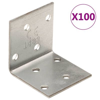 vidaXL Escuadra angular 100 uds acero galvanizado 2 mm 40x40x40 mm