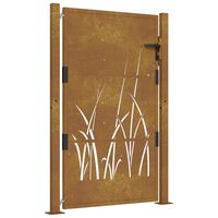 vidaXL Puerta de jardín acero corten diseño hierba 105x130 cm