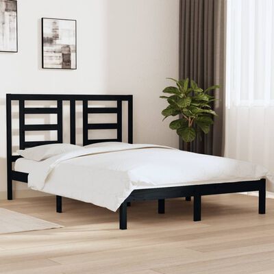 vidaXL Estructura de cama de madera maciza de pino negra 140x190 cm