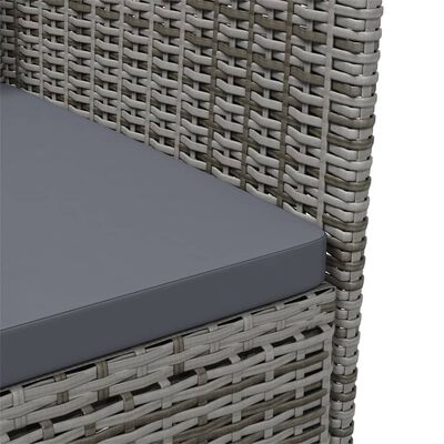 vidaXL Set comedor de jardín 3 piezas con cojines ratán sintético gris