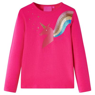 Camiseta infantil de manga larga rosa brillante 128