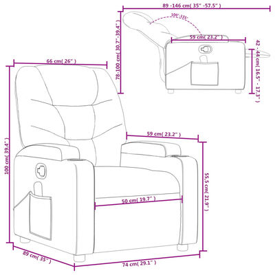 vidaXL Sillón de masaje reclinable cuero sintético rojo tinto