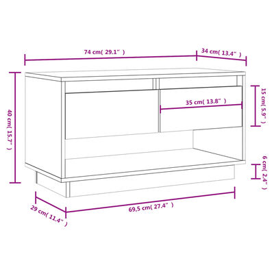 vidaXL Mueble de TV madera maciza de pino marrón miel 74x34x40 cm