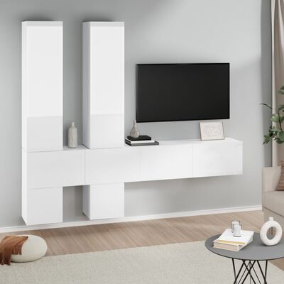 vidaXL Mueble de pared para TV madera contrachapada blanco brillante