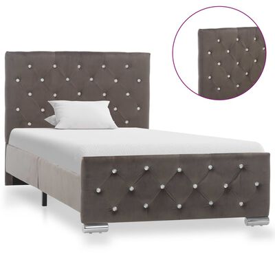 vidaXL Estructura de cama sin colchón terciopelo gris 90x200 cm