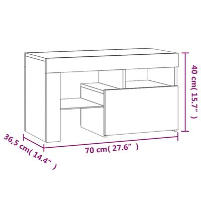 vidaXL Mesitas de noche con luces LED 2 uds roble negras 70x36,5x40cm