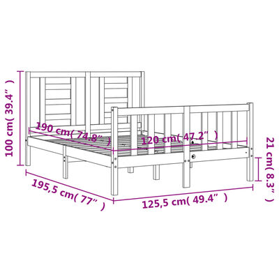 vidaXL Estructura cama de matrimonio con cabecero madera maciza blanco