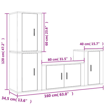 vidaXL Set de muebles para TV 4 piezas madera contrachapada blanco