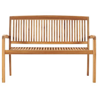 vidaXL Banco de jardín apilable y cojín madera maciza de teca 128,5 cm