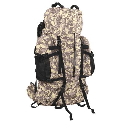 vidaXL Mochila de senderismo tela oxford marrón camuflaje 60 l