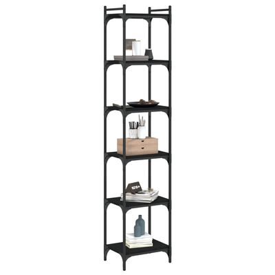 vidaXL Librería de 6 estantes madera de ingeniería negro 40x30x188 cm